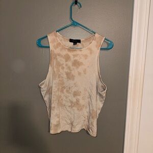 Cream tie dye crop tank